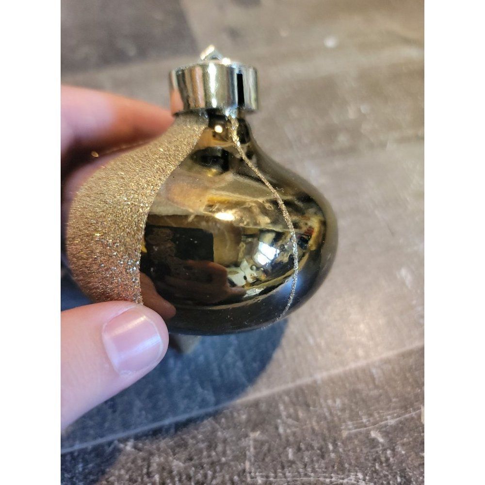 Pointed blown glass Brown glitter gold‎ ornament Xmas decor